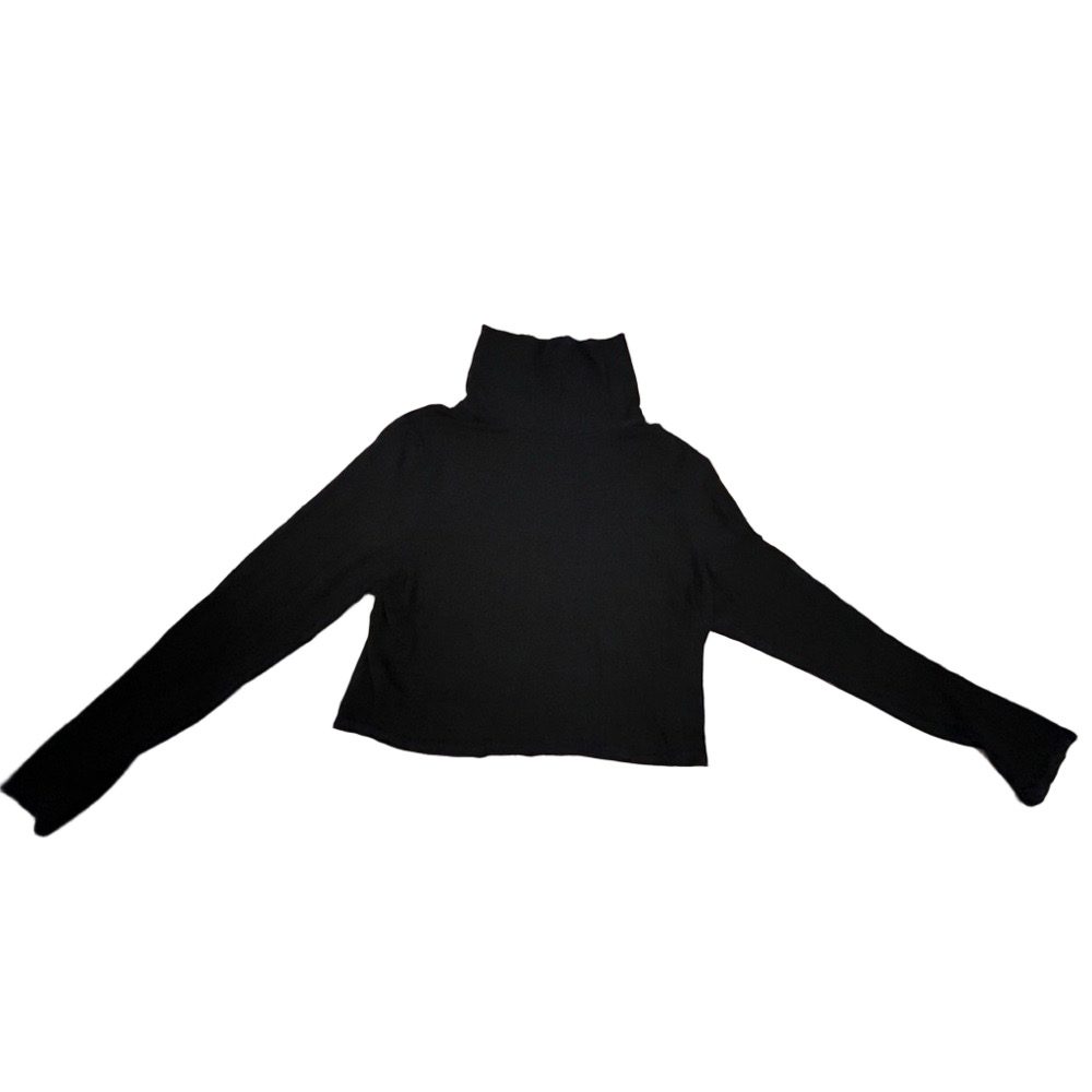 Nicki Minaj Crop Black Turtleneck Top Long Sleeve Womens XL